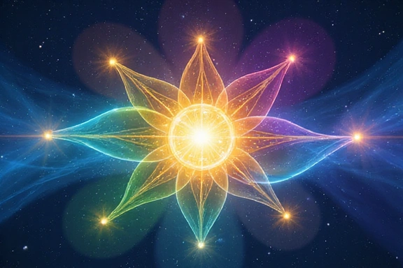 Abstract representation of core values: a central glowing orb surrounded by interconnected geometric shapes, symbolizing entertainment, community, innovation, and accessibility. The colors are vibrant and harmonious, indicating positive growth and synergy. No text or logos.