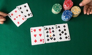 Blackjack table with cards and chips