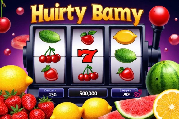 Stylized fruit-themed slot machine