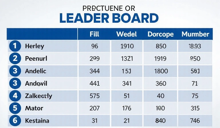 Leaderboard graphic with player rankings