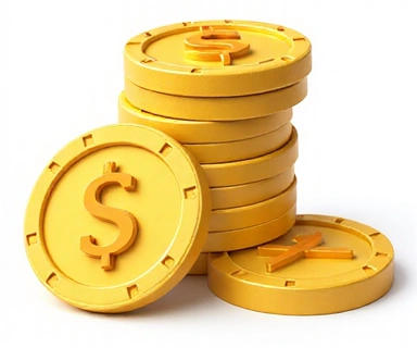 Stack of virtual coins or chips